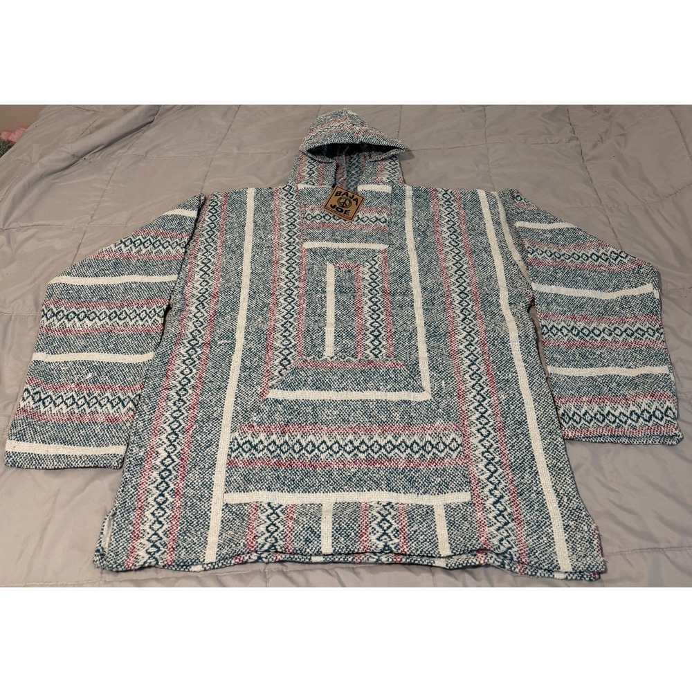 Baja Joe Unisex Aqua Pullover Hoodie Hippie Mexican Baja X-Large NWT!!